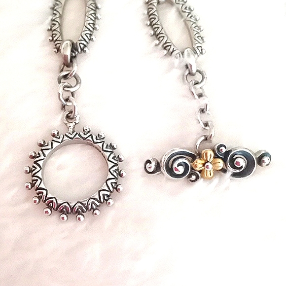 18" BARBARA BIXBY SIGNATURE STERLING SILVER AND 18k GOLD FLOWER TOGGLE NECKLACE - Picture 3 of 10